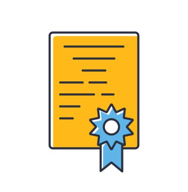 İmge simgesi. Sertifika beyaz arkaplanda izole edildi. Renk tasarımı. Mobil kavramlar, web uygulamaları ve sosyal ağlar için kullanılabilir. Düz biçim vektör illüstrasyonu.