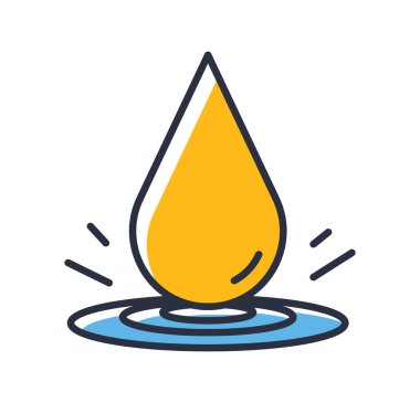 Çözüm simgesi düşür. Beyaz arka planda izole edilmiş bir damla su. Tasarım elementleri, renkli. Mobil kavramlar ve web uygulamaları için elementler. Düz biçim vektör illüstrasyonu.