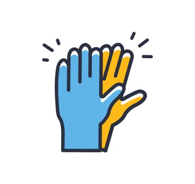 Lateks eldiven ikonu. Tıbbi eldivenler beyaz arka planda izole edilmiş. Tasarım elementleri, renkli. Mobil kavramlar ve web uygulamaları için elementler. Düz biçim vektör illüstrasyonu.