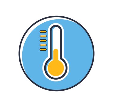 Termometre vektör simgesi. Beyaz arkaplanda ısı simgesi izole edildi. Tasarım elementleri, renkli. Mobil kavramlar ve web uygulamaları için elementler. Düz biçim vektör illüstrasyonu.