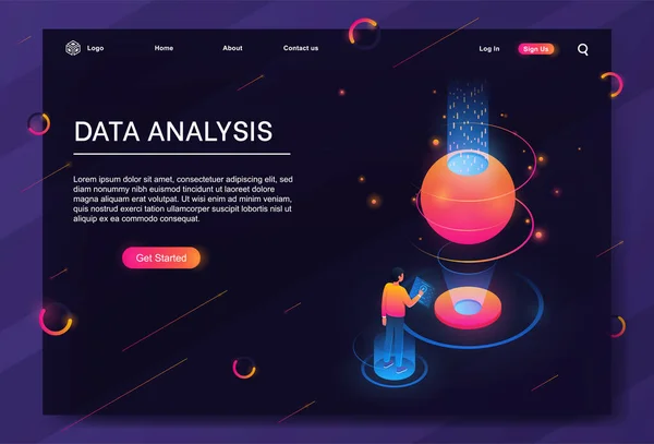 Isometric Data Analytic Concept Business Report Concept Isométrique Design Plat — Image vectorielle