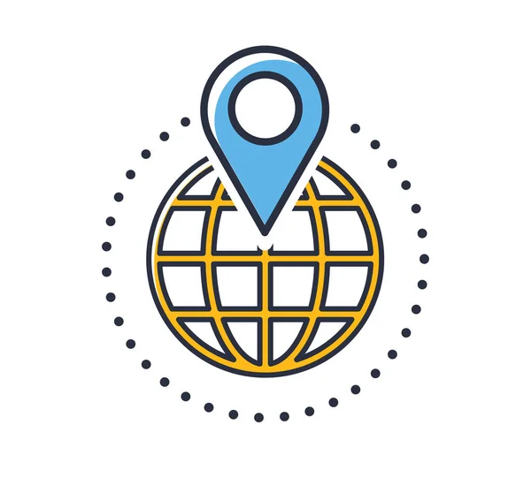 Globales Netzwerk Symbol Weltkarte Internet Ikone Isoliert Auf Weißem Hintergrund — Stockvektor