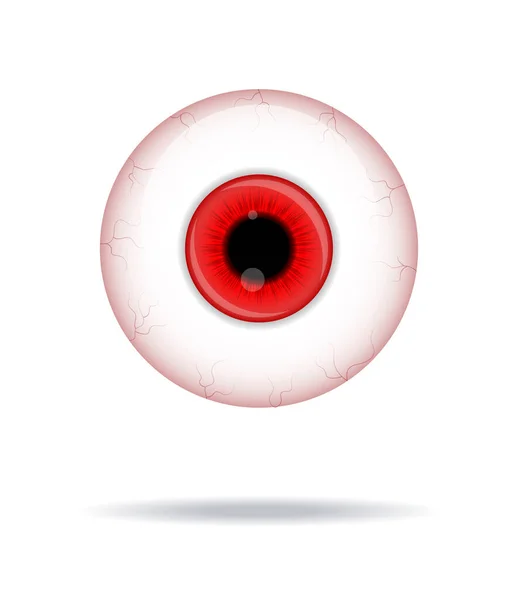Realistischer Menschlicher Augapfel Augapfel Mit Roter Iris Fotorealistische Vektorillustration — Stockvektor