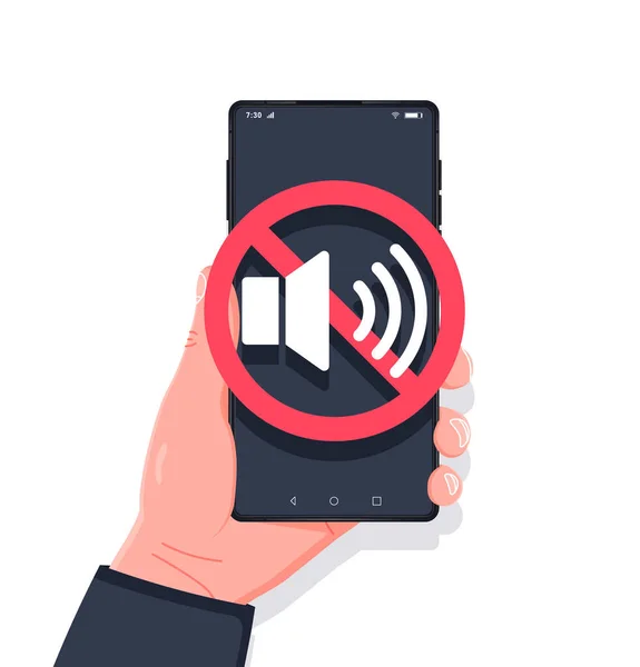 Mano Sosteniendo Sonido Smartphone Apagado Hay Señal Sonido Para Teléfono — Archivo Imágenes Vectoriales