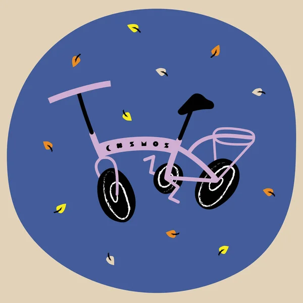 Karikatur eines Fahrrads mit Herbstblättern — Stockvektor