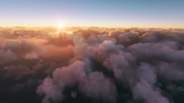 Widok Chmur Nad Oceanem Podczas Zachodu Słońca Timelapse Samolotu Pięknym — Wideo stockowe