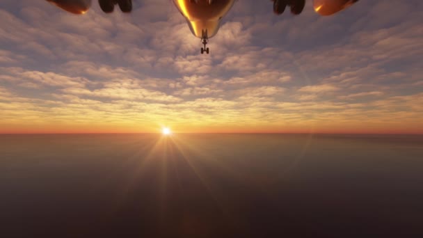 Pesawat Menarik Gigi Pendaratannya Saat Terbang Atas Laut Roda Yang — Stok Video