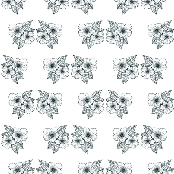 Black and white pen flower pattern — Stock Photo, Image
