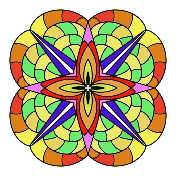 Adorno con flor multicolor ilustración mandala —  Fotos de Stock
