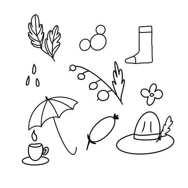 Set with the autumn elements doodle — Stock Photo, Image