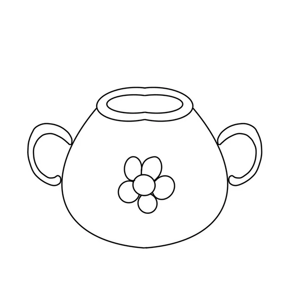 Dibujo de la olla para la comida con ilustración de flores —  Fotos de Stock