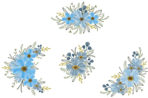Оформление Синего Акварельного Цветка Приветствия Приглашения Свадьбу — стоковый вектор