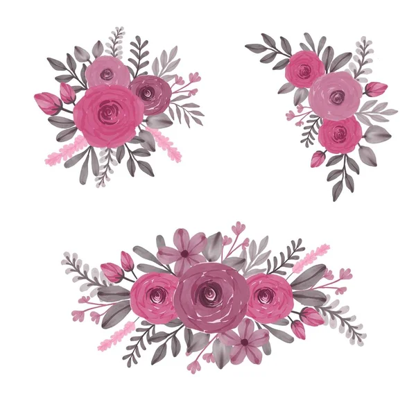 Arreglo Rosas Rosadas Acuarela Para Saludo Tarjeta Boda — Vector de stock