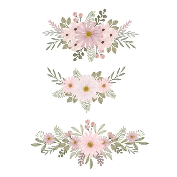 Arranjo Aquarela Flor Margarida Rosa Para Convite Casamento — Vetor de Stock