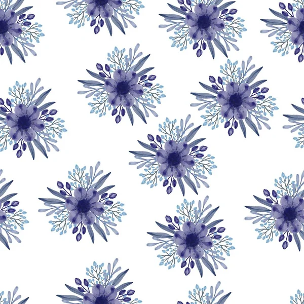 Seamless Pattern Purple Flower Bouquet Fabric Background Design — Stock Vector