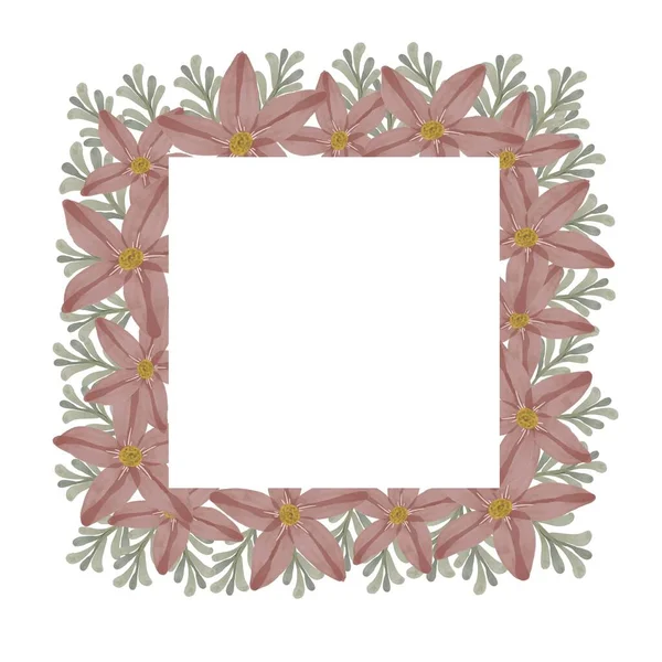 Quadratischer Rahmen Aus Staubig Rosa Blütenrand — Stockvektor