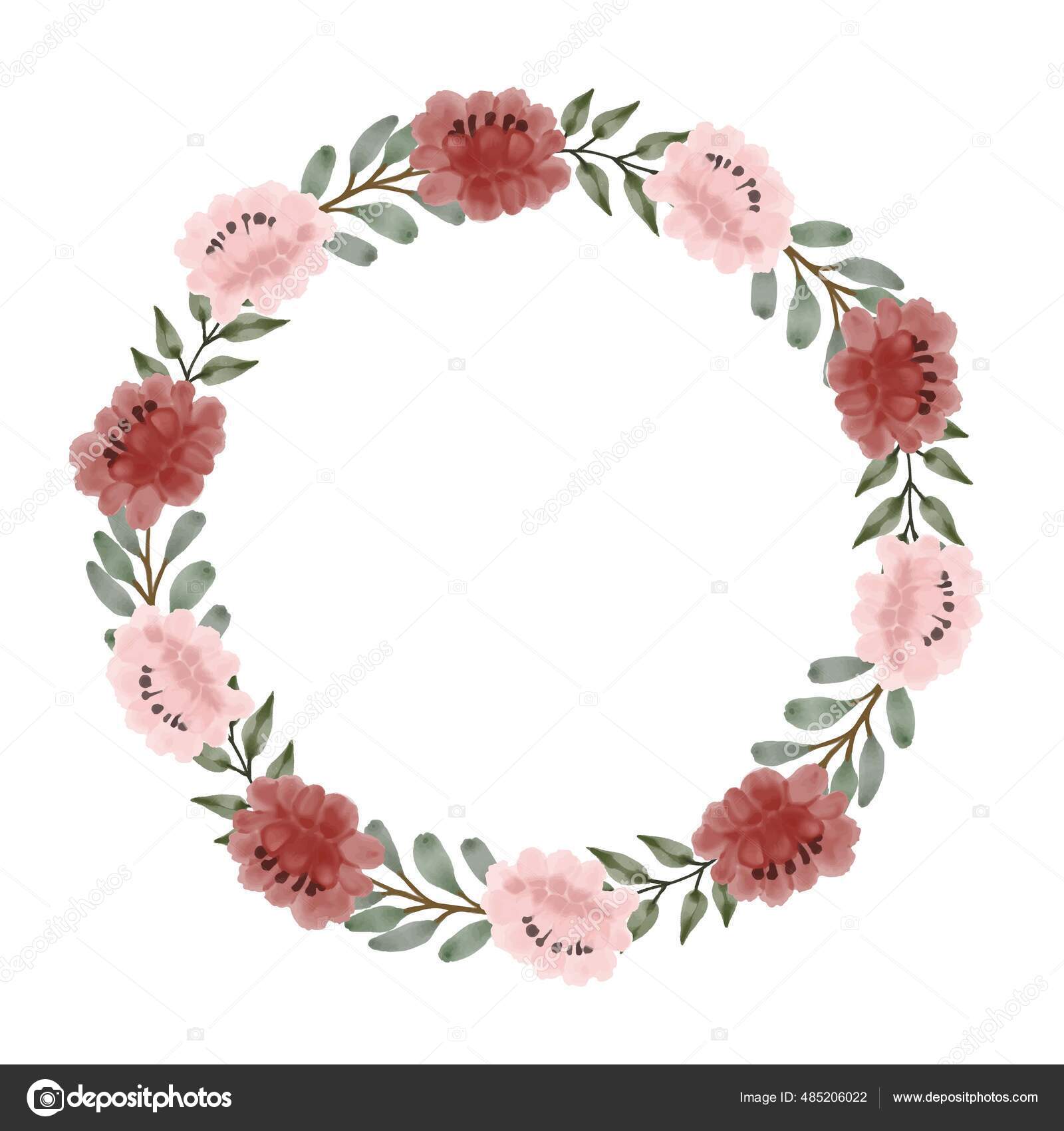 Grinalda Rosas Vermelhas Rosa Quadro Círculo Com Borda Flor Rosa Vetor de  ©selis15 485206022, image size:1600x1700