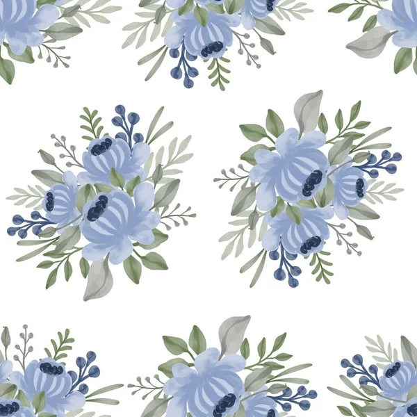 Arrangement Von Blauem Blumenstrauß Für Gruß Und Hochzeitskarte — Stockvektor