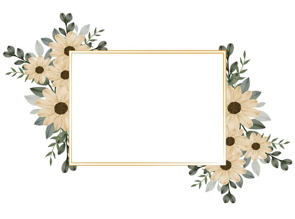 Weißer Hintergrund Mit Anordnung Von Sonnenblumenstrauß Für Gruß Und Hochzeitskarte — Stockvektor