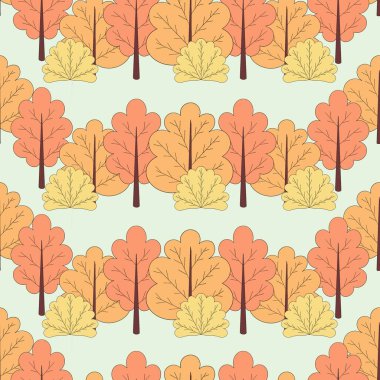 Sonbahar ağaçlarının kusursuz deseni ve sarı ve turuncu renkli çalılar.