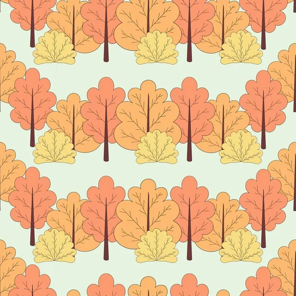 Padrão sem costura de árvores de outono e arbustos de cor amarela e laranja — Fotografia de Stock