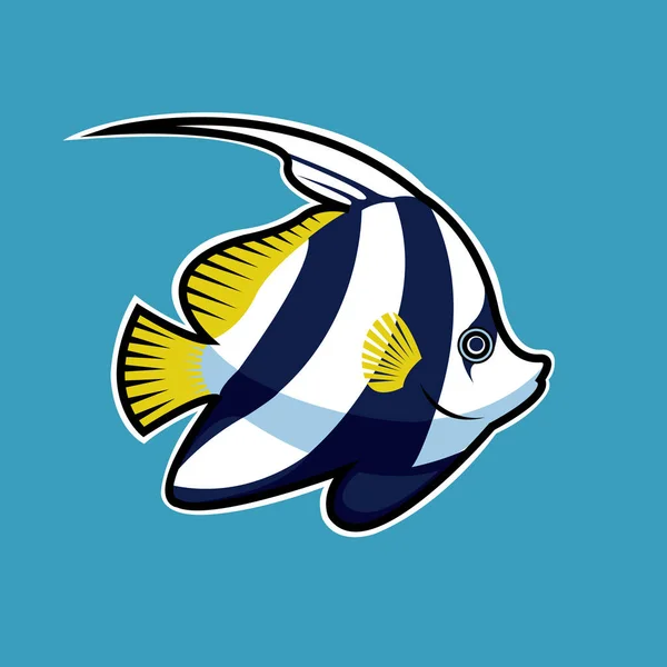 Πεταλούδα Ριγέ Ψάρι Πεταλούδα Μπλε Φόντο Εικονογράφηση Διανύσματος — Διανυσματικό Αρχείο
