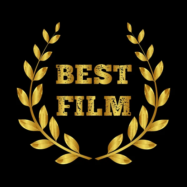 Best Film. Gold Award. Golden laurel wreath. Film Festival. Cinema. Vector Image — Stock Vector