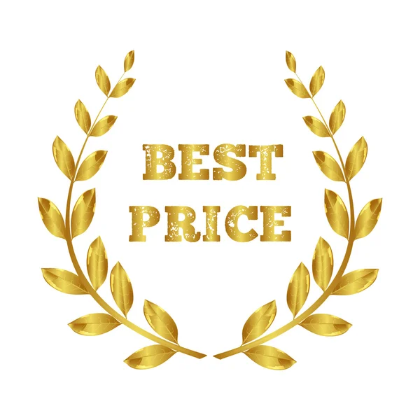 Beste prijs. Award. Lauwerkrans. Eerste plaats. Gouden badge. Vectorillustratie. — Stockvector