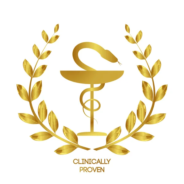 Klinik olarak kanıtlanmış. Eczane simgesi. Caduceus sembolü. Bir yılanla oynar. Tıp sembolü. Defne çelengi