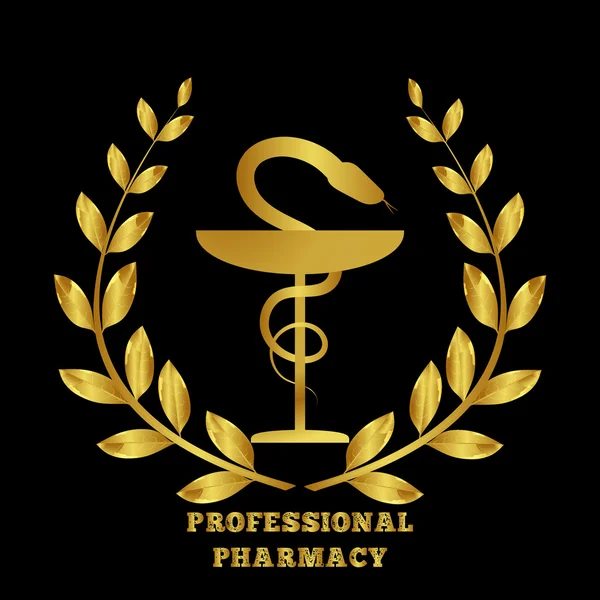 Icona della farmacia. Simbolo del Caduceo. Ciotola con un serpente. Farmacia professionale. Vettore della medicina — Vettoriale Stock