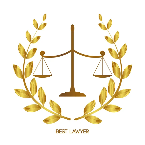 Кращий юрист. Ваги правосуддя. Юридична фірма. Юридичні послуги. Лавровий вінок. Правознавство. «Феміна» — стоковий вектор