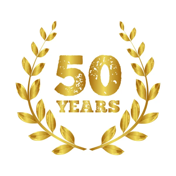 50 yıl. Yıldönümü 50 yıl. Jübile. Altın defne. Pul vektör  