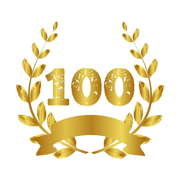 100 yıl. Yıldönümü 100 yıl. Jübile. Altın defne. Pul vektör. Yüz