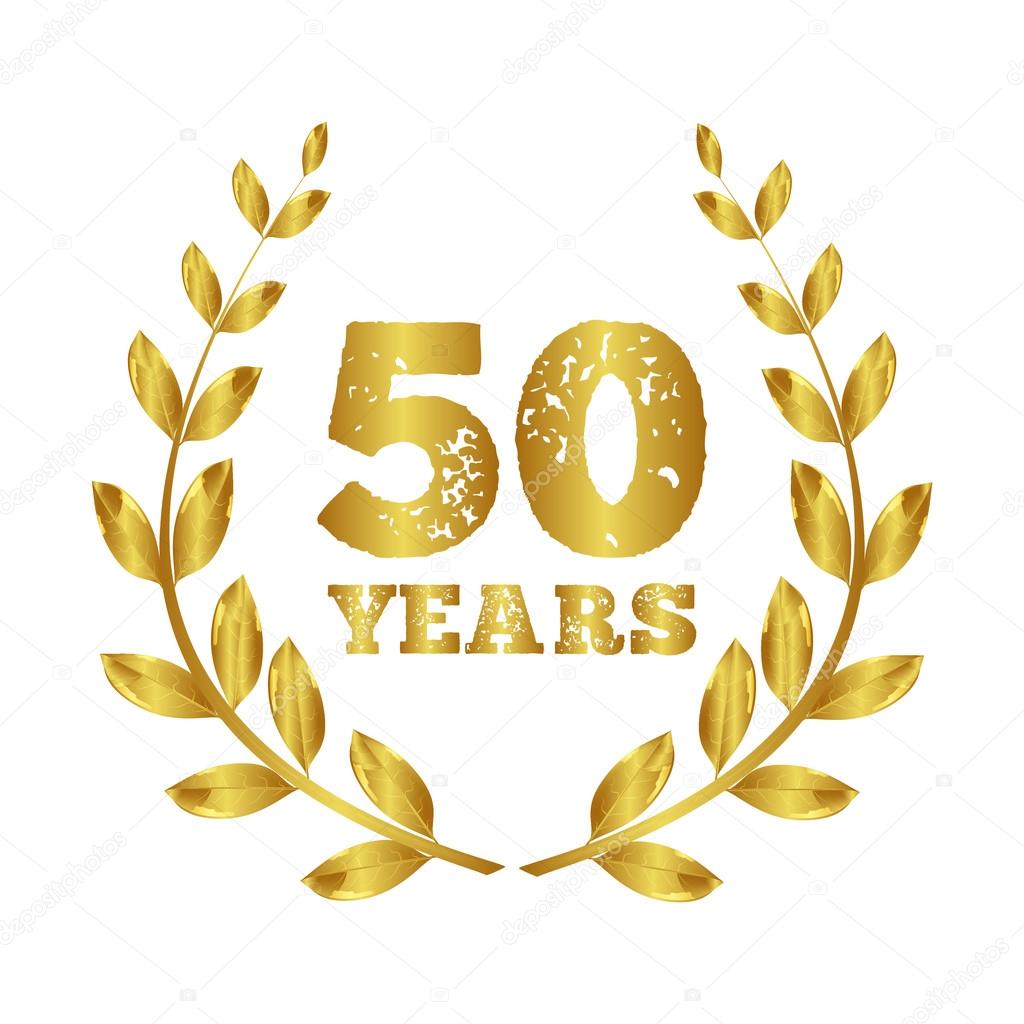 50 years. Anniversary 50 years .  Jubilee  . Gold laurel  . Stamp vector  