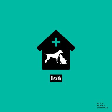 Veteriner kliniği. Kedi köpek simgesi. Hayvan barınağı. Kedi vektörü. Köpek vektörü. Hayvan koruma. Hayvanlar için ilaç.