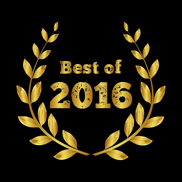 Il meglio del 2016. Ghirlanda d'alloro dorato. Premio 2016 — Vettoriale Stock