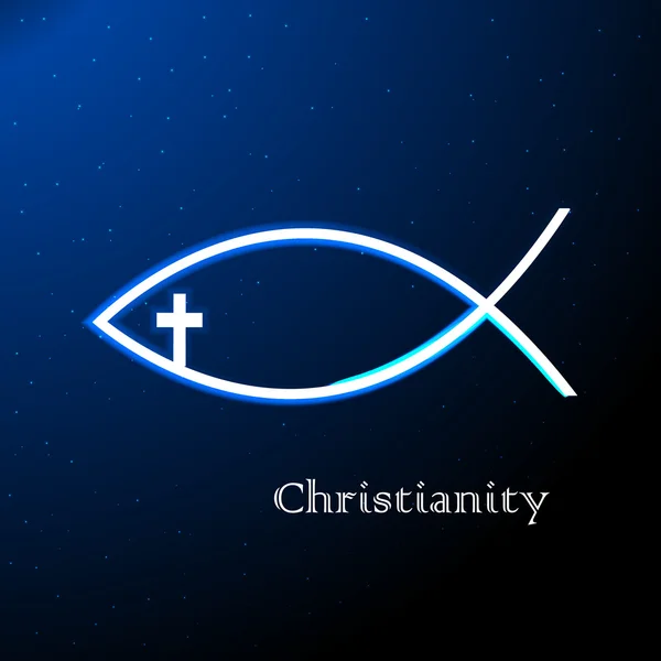 기독교 십자가입니다. 종교 기독교입니다. 추상적인 종교입니다. 기독교 상징입니다. 기독교 물고기 — 스톡 벡터