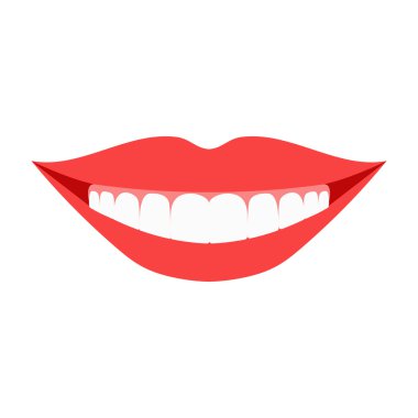 Diş. Dudaklar. Gülümseyen vektör.