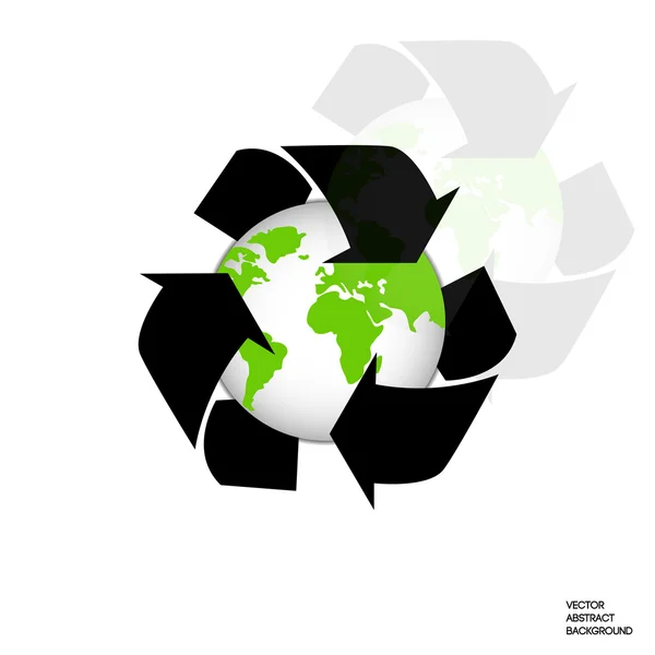Sinal de reciclagem. A reciclar o Planeta Terra. Proteger a terra . — Vetor de Stock