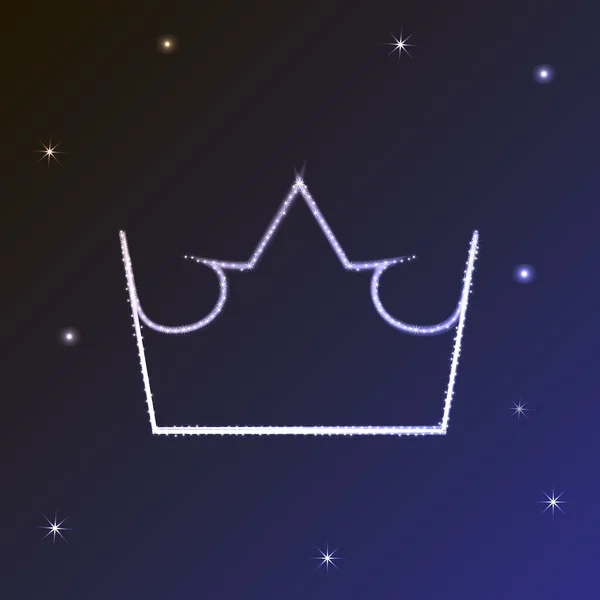 Couronne brillante. Couronne dans le ciel. La couronne des étoiles. Symbole du pouvoir royal. Couronne dans l'espace. Le phénomène dans le ciel — Image vectorielle