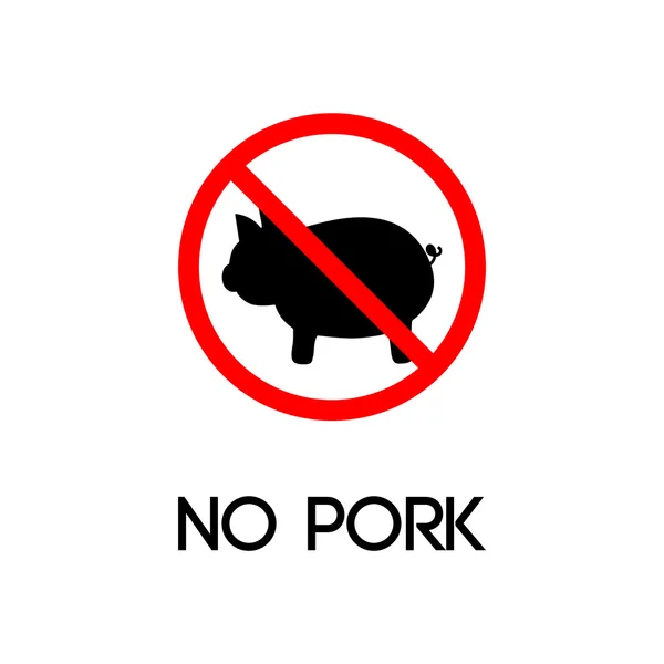 No pork. The prohibition of pork. Warning — Stock Vector