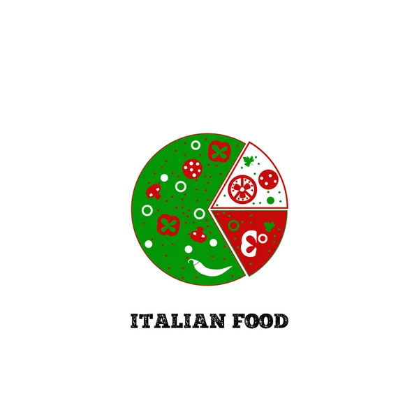 Pizzeria. italienisches Essen. Pizza. italienische Flagge. — Stockvektor