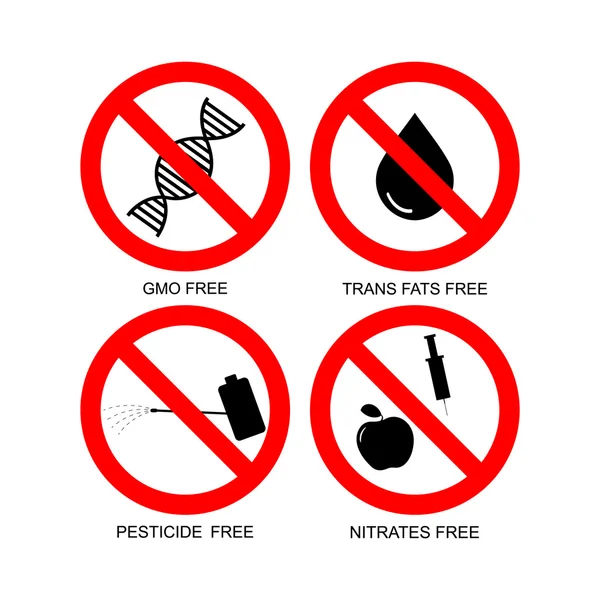 Zararlı. Zehirli. Zehir edinilebilir. Güvenli değil. Dikkat. İcons set: nitratlar, böcek ilacı, GDO, trans yağlar