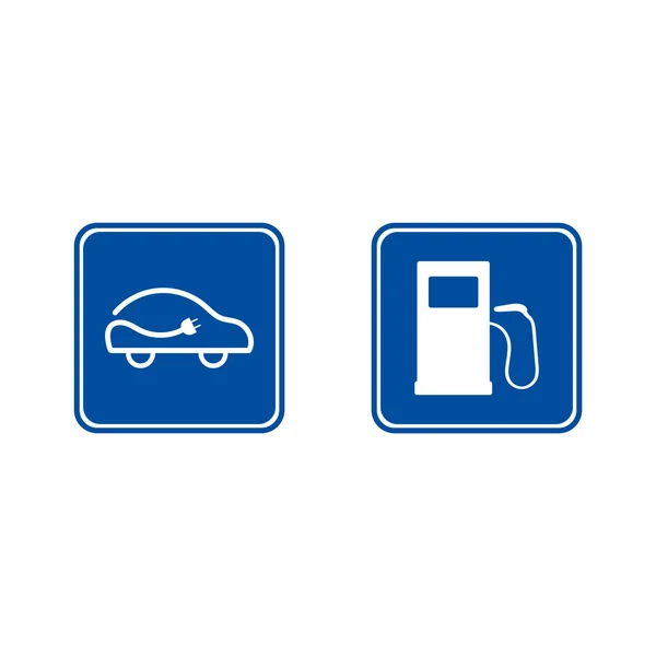 EVS. Stacji benzynowej. Ładunek elektryczny. Znak stacji benzynowej. Symbol ładowania dla samochodów elektrycznych — Wektor stockowy