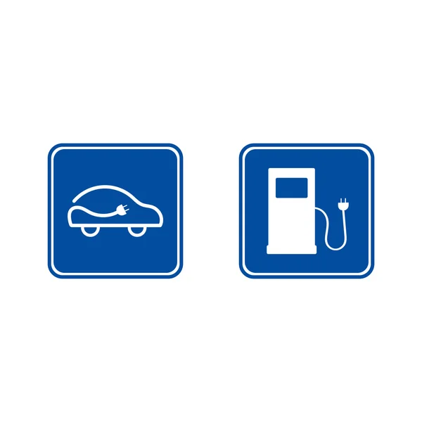 EVs. Carga eléctrica. Assinar posto de gasolina. Símbolo de carregamento para carros elétricos — Vetor de Stock
