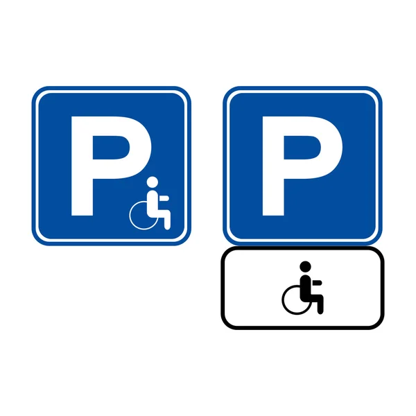 Parkeren voor gehandicapten. Parkeerplaats. Teken van de parkeerplaats. Rastplatz. Verkeersbord — Stockvector
