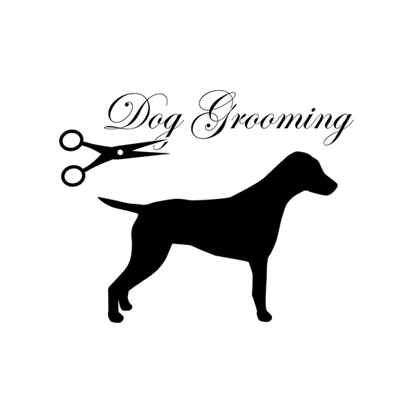 Dog grooming. Dog hairdresser. Service dog. Caring for animals. Pet grooming. Dog vector. Dog silhouette. Dog logo. — Stock Vector