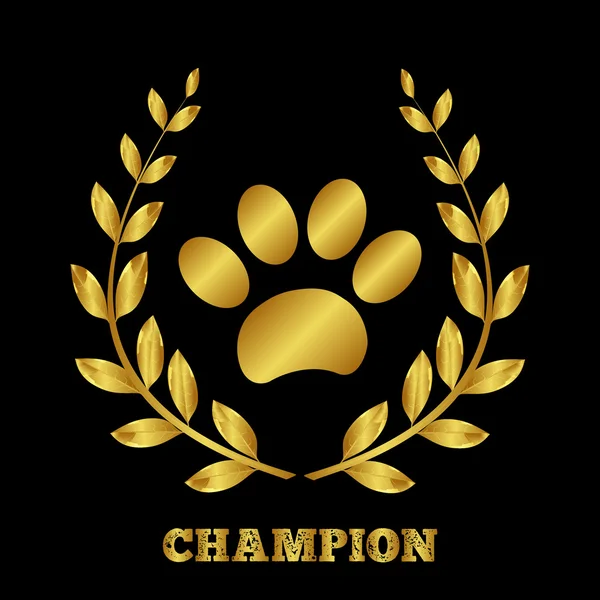 El premio para el animal. Campeón Perro. Huella de perro. Mejor animal — Archivo Imágenes Vectoriales