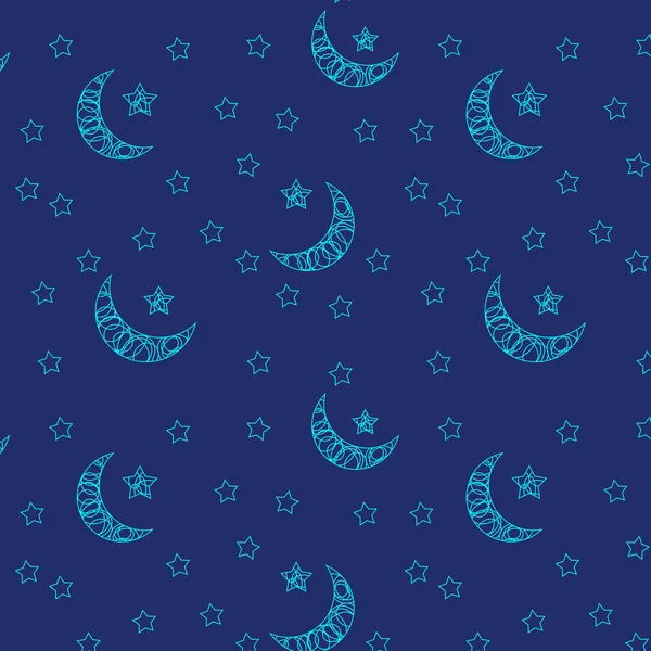 Conjunto: lua, estrelas, céu. Fundo azul . — Vetor de Stock