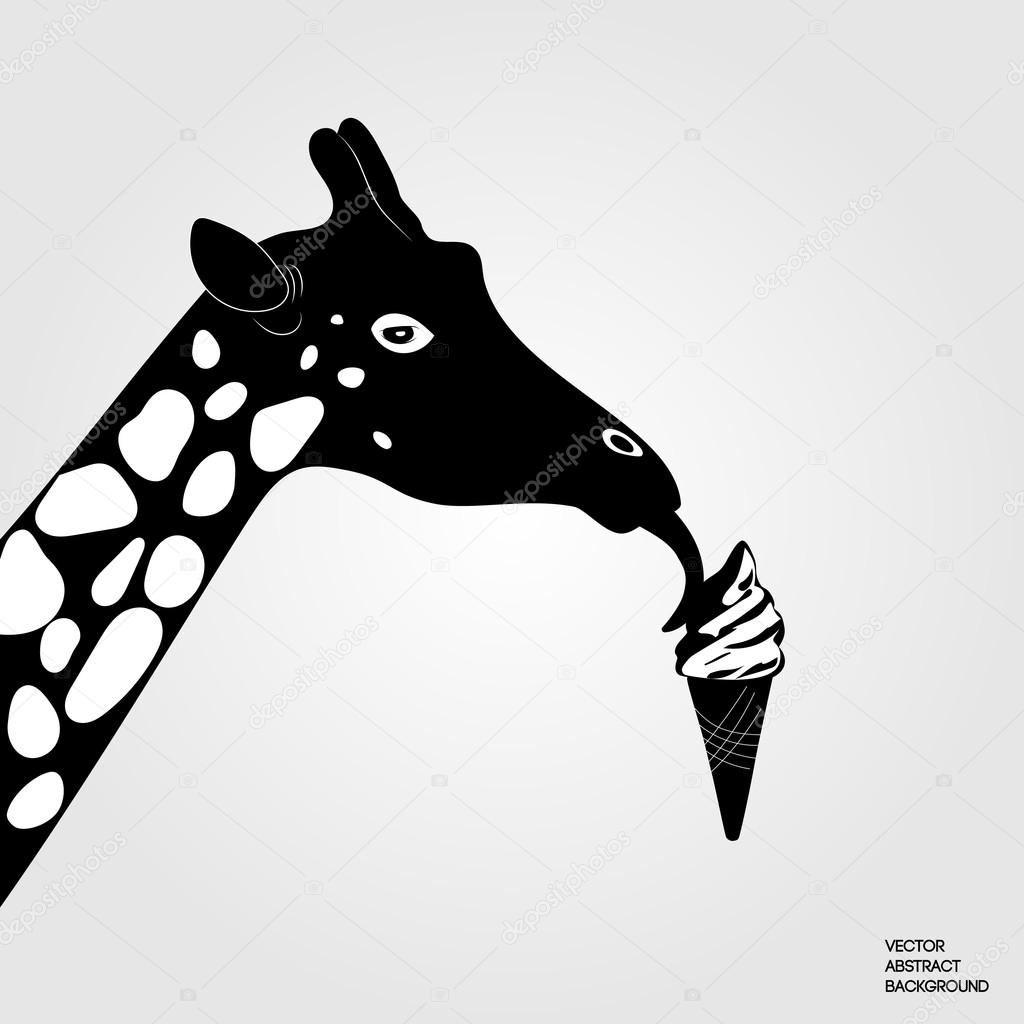 Giraffe eating ice cream. Funny giraffe. Giraffe vector. Wild nature. zoo
